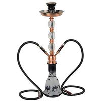 Yameisi 24'' High 2 Hoses Hookah Chicha Set Crystal Iron Design with Charcoal Holder and Tobacco Bowl