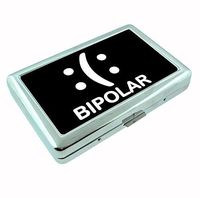 Bipolar Emoji Funny Metal Silver Cigarette Case Holder Wallet RFID-blocking