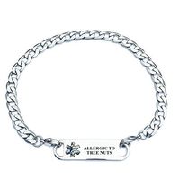Pre-Engraved Curb Link"Allergic to Tree Nuts" Medical ID Bracelets for Women. Allergy Bracelets