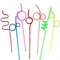 Reuseable Plastic Loop Straws/Multicolor Curly Drinking Straw for Funny Party Wedding (12PC)