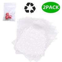 Self Adhesive Treat Bags 200 Pcs Clear Cookie Bags Party Favor Bag White Polka Dot Chocolate Candy Bags OPP Plastic Bag for Bakery Candy, Soap, Cookie (2.8 x 2.8 inch)
