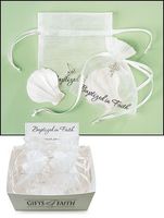1 Dz of Baptism Favors Organza Bag with a Little Real Shell and a Rhinestone Cross That Could Be Used As a Pin