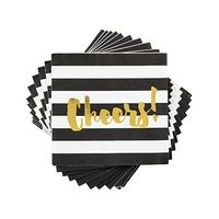 CakeWalk 4937 Black Stripe Foiled Cheers Napkin by (Pack of 12)
