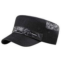 Meidexian888 Solid Color Flat Cap,Solid Brim Flat Top Cadet Caps Adjustable Corps Vintage Flat Top Hats (Black)