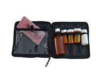 Traveler Size Medication Bag. Portable Holds 5 Assorted Sizes of containers, 1 Large Outside Pocket and 1 Clear View Inside Pocket. Great for Prescriptions, Baby Meds or Diabetic Supplies.