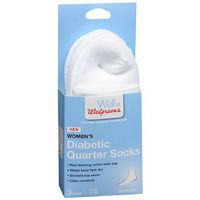 Walgreens Diabetic Quarter Socks for Women, White, Sizes6-10, 3 pr (White)