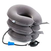 Cervical Neck Traction Device - FDA Registered - GIMMEF Inflatable & Adjustable Neck Stretcher Collar, Instant Pain Relief for Chronic Neck and Shoulder Pain ✮ Bonus Therapy Massage Ball (Gray) …
