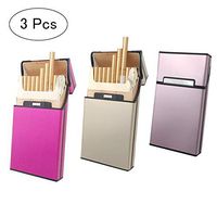 SITAKE 3 Pcs Metal Cigarette Box/Case (20 Capacities) - Cigarette Cigar Protective Cover Box - Brushed Aluminum Cigarette Case, Hard Box with Solid Magnetic Flip Top Closure (3 Colors, for Women)