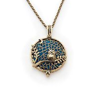 Fuller Joy Premium Owl Aromatherapy Essential Oil Diffuser Antiqued Necklace Locket Pendant with Chain, Bronze
