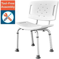 Waterproof Shower Chair - Adjustable Bathtub and Bathroom Wide Back Safety Seat with Sturdy Anti-Slip Rubber Feet for Limited Mobility, Elderly, Surgery Recovery, Handicap, Hospital Patients