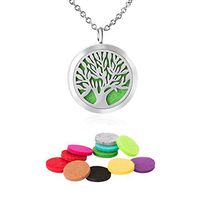 Aromatherapy Diffuser Necklace for Essential Oils Tree of Life Perfume Healing Pendant Yoga Locket 30MM