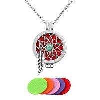 Third Time Charm Dream Catcher Necklace For Essential Oil Diffuser Aromatherapy Jewelry, 5 Refill Pads