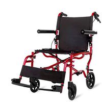 XRX Folding Wheelchair Lightweight Portable Transport Chair with Hand Brakes Solid Tires Comfortable Armrest 16x17 Seat Heavy Duty 220lbs Swing Away Foot Rrests for Men and Women (Red)