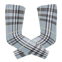 LEVEIS Blue Plaid Arm Sleeves UV Protection for Men Women Sunblock Protective Gloves Running Golf Cycling Driving Long Arm Cover 1 Pair