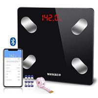 Bluetooth Smart Body Fat Scale WONGKUO 24 Key Body Composition Monitor Wireless Digital Bathroom Weight Scale Health Analyzer Free iOS and Android APP,Sync Data with Apple Health,Google Fit or Fitbit