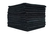 The Rag Company (12-Pack) 14 in. x 14 in. Commercial Grade All-Purpose Microfiber Highly Absorbent, LINT-Free, Streak-Free Cleaning Towels (Black)