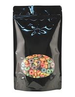 BAP 50 Pack 16 oz Black Window Stand Up Pouch with Valve for Coffee