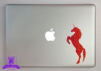 Overly Attached Decals Rearing Unicorn Specialty Vinyl Decal Sized to Fit A 13" Laptop - Red Metal Flake