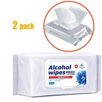 2Pack/100 Pumps Alcohol Detergent Wipes 75% Soft Alcohol Swabs, Large Wet Wipes(8"x6") for All-Purpose Cleansing