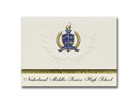 Signature Announcements Nederland Middle-Senior High School (Nederland, CO) Graduation Announcements, Presidential Basic Pack 25 with Gold & Blue Metallic Foil seal