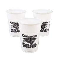 Fun Express - White Congrats Grad Disposable Cups (50) for Graduation - Party Supplies - Drinkware - Disposable Cups - Graduation - 50 Pieces