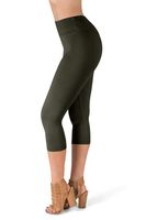 SATINA High Waisted Super Soft Capri Leggings - 20 Colors - Reg & Plus Size (One Size, Olive)