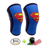 Knee Sleeves (1 Pair) 7 mm Neoprene Best Knee Supports Pain Compression Brace Cap for Squats, Crossfit WODS Weightlifting Powerlifting Strong Knee Pads for Men Women by RUNTOP (M, Super Man)