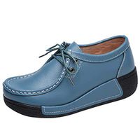 HebeTop Stylish Casual Slimming Swing Shoes Height Increasing Platform Shoes Women Flats Wedges Blue