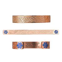 Divoti Custom Engraved PVD Rose Gold Medical Alert Bracelets for Women, Stainless Steel Medical Bracelet, Medical ID Bracelet w/Free Engraving - Fancy Paisley w/6" Cuff(fits 6.5-8.0")-TP Blue