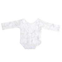 (Pack of 2) Photography Props for Kids Dacron Baby Photo Props Embroidery Petal Baby-Suit Decorative Lace Clothes Bodysuit Outfit Newborn Costume(White)