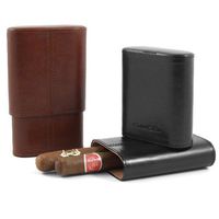 Andre Garcia Fuente Collection Florence Black Italian Leather and Cedar-Lined Telescopic 4 Finger Cigar Case