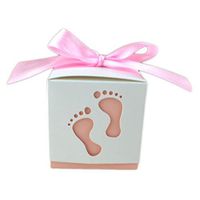 Outflower 50pcs Baby Footprints Candy Gift Boxes with Ribbon for Wedding