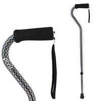 Pivit Offset Handle Fashion Cane | Stylus Black Soft Foam Handle & Wrist Strap | Polished Scratch-Resistant Anodized Aluminum | Lightweight Walking Stick Great Hiking Travel Companion for Men & Women