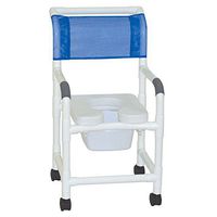 MJM International 118-3TW-SSDE-10-QT-C Standard Shower Chair with Soft Seat and Commode Pail, 300 oz Capacity, 40.5" Height x 22" Width x 25.25" Depth, Royal Blue/Forest Green/Mauve