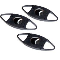 Prestige Import Group Black Plastic Guillotine Cigar Cutter - Cuts up to 54 Gauge - 3 Pack