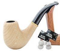 "Classic bent light" pear wood handmade wooden tobacco pipes smoking pipe for 9 mm filter + Pouch