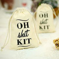 Woowland Wedding Party Favor Bags Bridal Shower Favor Bags, Baby Shower Birthday Party Favor Bags, Hangover Kit Bags, Cotton Drawstring Favor Bags (10 Pieces, 5 x 7 Inch, Beige)