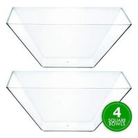 Plasticpro Disposable Square Plastic Small Clear Serving Bowls Extra Heavy Duty for Party's Snack or Salad Bowl, Elegant Pack of 4