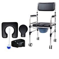 OCYE Transport Chair with Commode, Heavy and Extra Wide Wheelchair, with Comfortable Cushion for Easy Transfer, 220 lb. Weight, Black