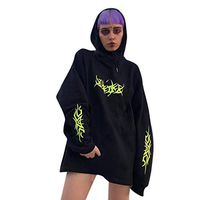 kingfansion women Sweatshirt Print Long Sleeve Hoodies Autumn Casual Loose Pullover Blouse Tops Black