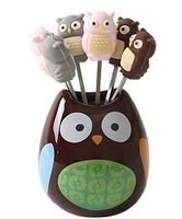 7 Cookie, Fruit Dessert Stainless with Silicone Adorable Owls with Ceramics Holder Owl Ladybird Design