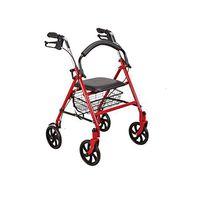 7.5 in. Wheels Smooth Ride Folding Lightweight Aluminum Rolling Walker Large Cushion Seat Backrest Storage Basket