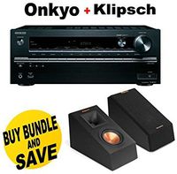 Onkyo TX-NR747 7.2-Channel Network A/V Receiver + Klipsch RP140SA Black (Pr.) Add-on Dolby Atmos Height Speakers Bundle