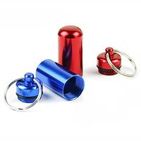 3PCS 17mm X 48mm Empty Random Color Pill Bottles Storing Container Keyring-Waterproof Aluminum Travel Pill Holder Case Mini Pill Box Portable Decorative Bottles For Outdoor Camping (Style A)