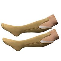 HealthyNees Closed Toe Extra Big Wide Calf Shin Plus Size 20-30 mmHg Compression Grade Leg Length Swelling Circulation Women Men Socks (Beige With Zipper, Big Calf 3XL)
