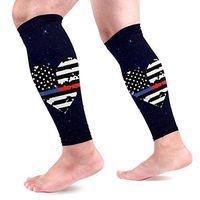 Thin Blue Red Line Flag Heart Calf Compression Sleeves for Men and Women Leg Compression Socks for Running Pregnancy 1 Pair