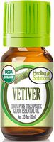 Organic Vetiver Essential Oil (100% Pure - USDA Certified Organic) Best Therapeutic Grade Essential Oil - 10ml