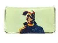 Tobacco Case Pouch Synthetic Leather Smoke for Rolling Cigars Hooligan Skull with Cap