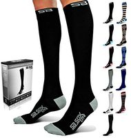 SB SOX Lite Compression Socks (15-20mmHg) for Men & Women - BEST Stockings for Running, Medical, Athletic, Edema, Diabetic, Varicose Veins, Travel, Pregnancy, Shin Splints, Nursing. (Black/Gray, S/M)