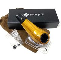 ShowJade TM Traditional Small Tobacco Smoking Pipe with Pouch and Stand - Yellow